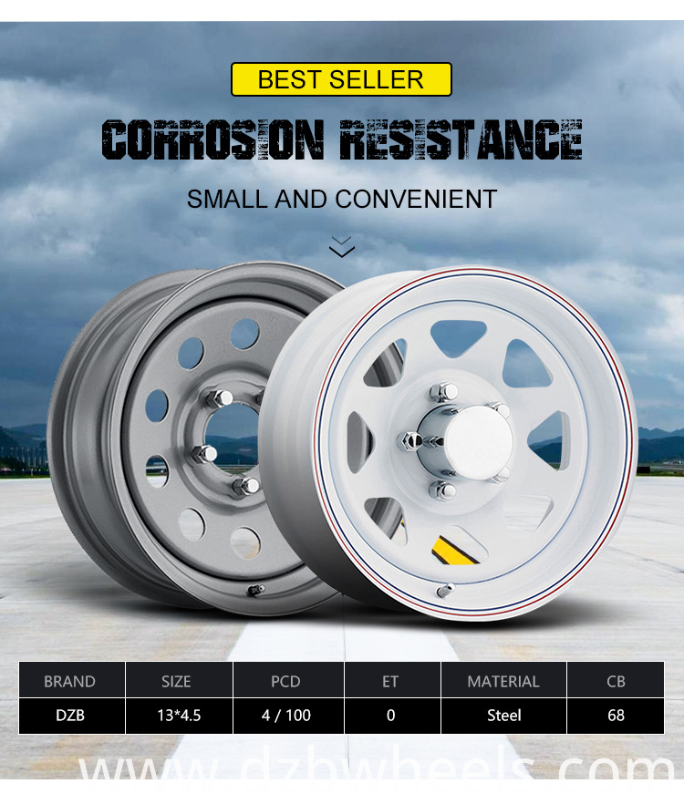 13 inch wheels 4x100 5x114.3 steel trailer wheels China Manufacturer